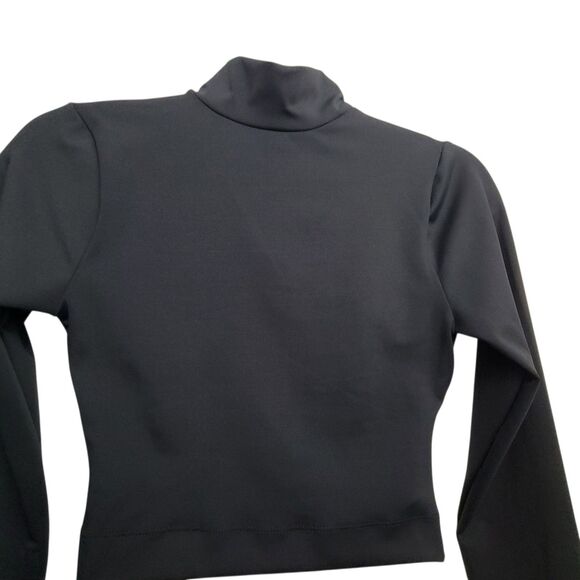 Forever 21 Black Mock Neck Criss Cross Open Back Long Sleeve Crop Top XS - Picture 3 of 7